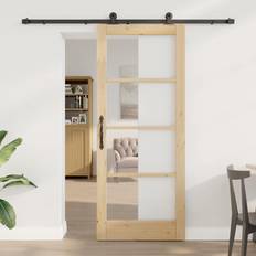 Skydedøre vidaXL Orkdal Brun 83 202 cm Massiv Fyrretræ Skydedør (x)