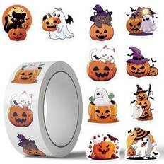 Decals & Wall Decorations Shein Halloween Pumpkin Stickers Roll 500pcs