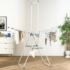 Foldable X Winged Clothes Airer Stainless Steel Laundry Racks - White