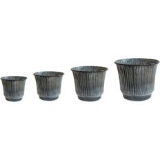 Ivyline Metal Ribbed Tapered Planter Set of 4