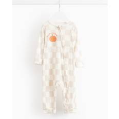 Beige Night Garments Tu Pumpkin Print Chequered Sleepsuit -