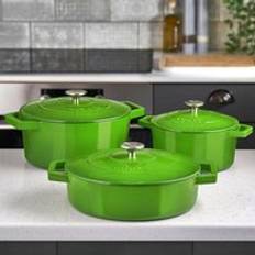 Cooks Professional Set of 3 Cast Iron Casserole Dishes 20cm 26cm 28cm