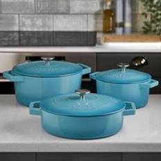 Cooks Professional Set of 3 Cast Iron Casserole Dishes 20cm 26cm 28cm
