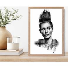 Artze Wall Abstract Girl City Fashion A4 Framed Art