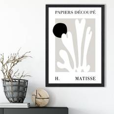 Artze Wall Matisse Floral Cutout Beige Black Print A3 Framed Art