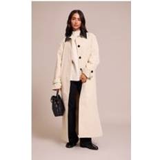 Ullkappor & Ullrockar - Vita Kappor & Rockar PrettyLittleThing Petite Stone Quilted Collar Midaxi Coat - White