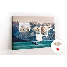 Wall Mounted Cork Board With Print 40cm H x 60cm W x 2.5cm D