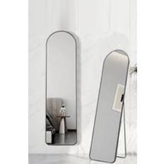 Living and Home Modern Arched Metal Frame Full Length Black Floor Mirror