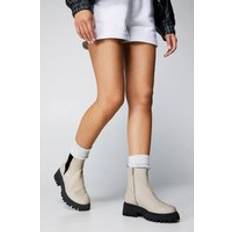 Beige Chelsea Boots on sale Nasty Gal Real Leather Chunky Chelsea Boots - Beige