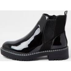 Patent Leather Chelsea Boots River Island Womens Black Wide Fit Chunky Chelsea Ankle Boots