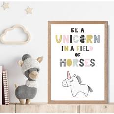 Artze Wall Cute Be A Unicorn Scandi A4 With Oak Framed Art