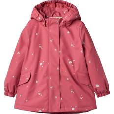 Pink Rain Jackets Wheat Thermo Waterproof Floral Print Raincoat Floating Flower
