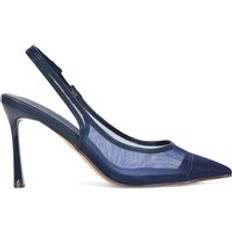 Mesh - Women Heels & Pumps XY London Pointed Toe Mesh Slingback Court Shoe Heels - Navy