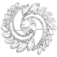 Brooches Jon Richard Silver Plated Mixed Crystal Swirl Brooch - Silver