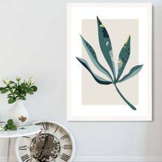 Artze Wall Palm Leaf Teal Green A2 Framed Art