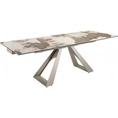 Grey - Steel Dining Tables Rectangular Extending Porcelain Marble Taupe Grey Steel Dining Table