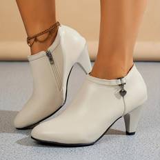 Boots Temu Elegant Women's Pointed Toe Ankle Booties - Solid Color