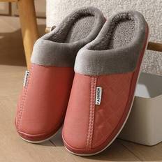 Waterproof Slippers Shein PU Leather Waterproof Slippers Soft Sole - Thick Thermal