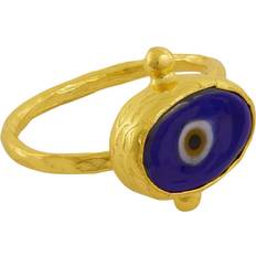 Adjustable Size Rings Ottoman Hands Navy Eye Ring - Gold