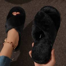 Women Slippers Temu Bowknot Plush Slippers Soft Fabric Non-slip Indoor House Shoes - Soft Fabric