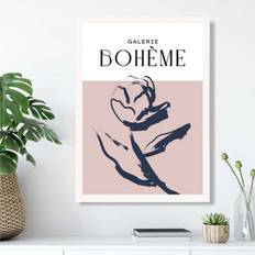 Artze Wall Blush Navy Blue Rose Boho Sketch Print A3 Framed Art