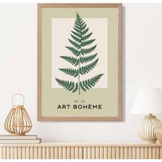 Artze Wall Green Beige Fern Flower Market A3 Framed Art
