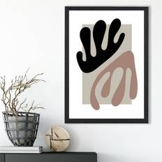 Artze Wall Matisse Floral Cutout Beige Brown Print A3 Framed Art