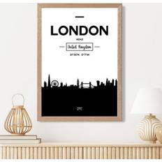 Artze Wall London Black White A3 With Oak Framed Art