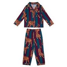 Röda Pyjamasar Chelsea Peers Unisex Kids Tiger Stripe Print Pyjamas - Dark Red