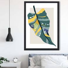 Artze Wall Tropical Palm Teal Green A2 Framed Art