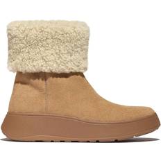 Fitflop Ankelboots Fitflop F-Mode Shearling Collar Zip Up Leather Ankle Boots