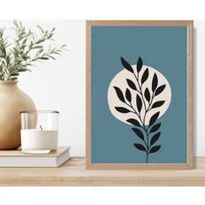 Artze Wall Blue Beige Boho Graphical Floral A4 Framed Art