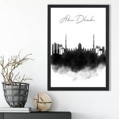 Abu Dhabi Watercolour Skyline City Print A3 Framed Art