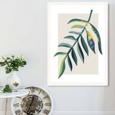 Artze Wall Tropical Leaf Teal Green A2 Framed Art