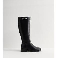New Look Wide Fit Ridestøvler Med Spænde - Sorte
