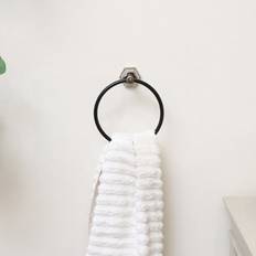 Chrome Silver And Black Towel Ring 18cm
