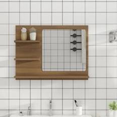 Brown Oak Bathroom Mirror 60x10.5x45 cm