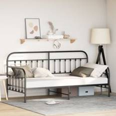 Daybed Black 90x200 cm Steel Frame Bed