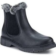 Faux-Fur-Lined Ankle Boots - Black