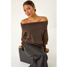 Off-Shoulder Jumpers Roman Shimmer Knit Jumper - Bronze/Brown
