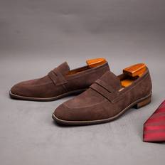 Men Loafers Temu Men's Color Top Layer Cowhide Upper Slip On Penny Loafers - Men's