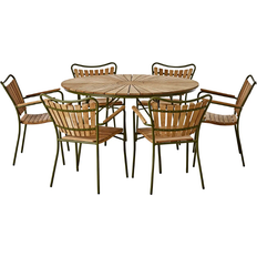 Skargaarden Kerteminde Ø130cm - Teak/Green Havemøbelsæt, 1 borde inkl. 6 stole