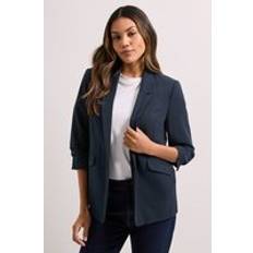 Natural - Women Blazers Dorothy Perkins Ruched Sleeve Blazer - Navy