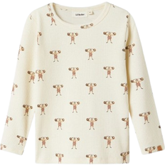 Beige - Piger Overdele Name It Lil Atelier Nmmlavo Enk LS Slim Top Bluse - Sand/Hvid