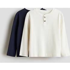 Round Shirts Children's Clothing H&M Boys Henley Tops 2-Pack - Dark Blue/White