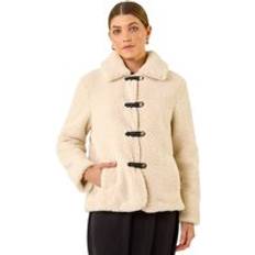 Leather Jackets Roman Textured Borg Collared Jacket - Cream