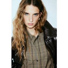 Checkered - Women Shirts H&M Ladies Checked Oversized Shirt - Beige