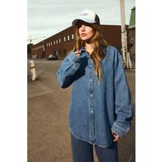 H&M Ladies Denim Blue Oversized Denim Shirt