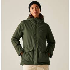 Brown - Women Rain Clothes Regatta Melane Hooded Waterproof Breathable Insulated Jacket - Dark Green