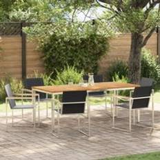 Teak Patio Dining Sets Berkfield Home 7 Piece Garden Solid Wood Teak Black Patio Dining Set